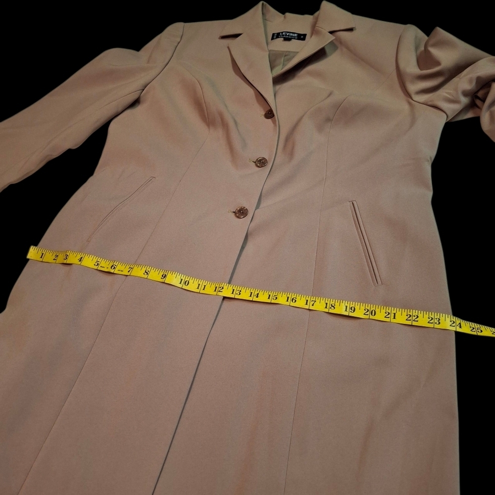 Larry Levine Classics Khaki Button Polyester Long Trench Coat Women Size 18 - Picture 12 of 16